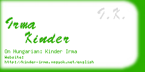 irma kinder business card